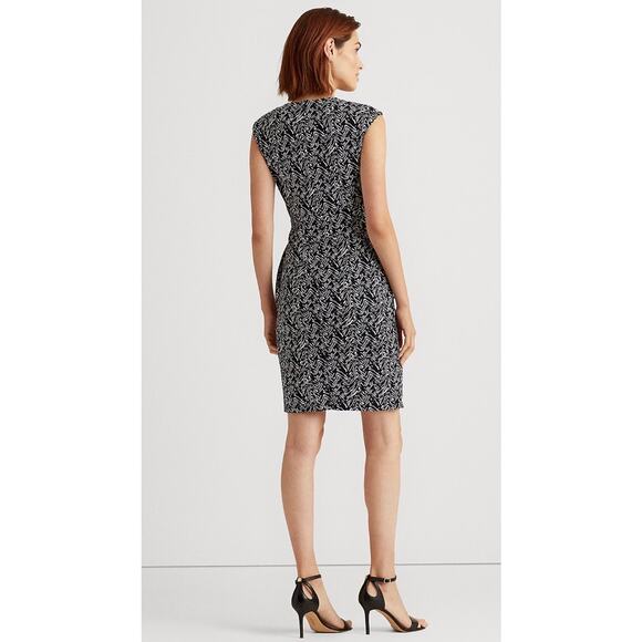 Lauren Ralph Lauren V-Neck Crossover Navy Dress - Picture 9 of 12